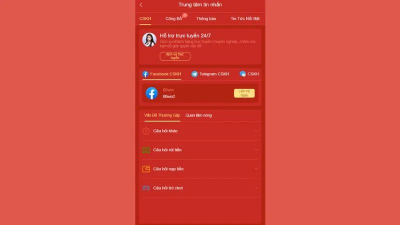 4 phương thức liên hệ 68WIN được đơn vị cung cấp